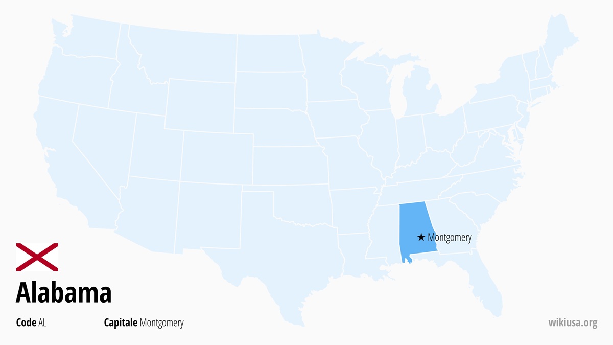 Carte de l'Etat Alabama  | Où se trouve Alabama ? | Alabama (États-Unis) – faits, météo, choses à faire