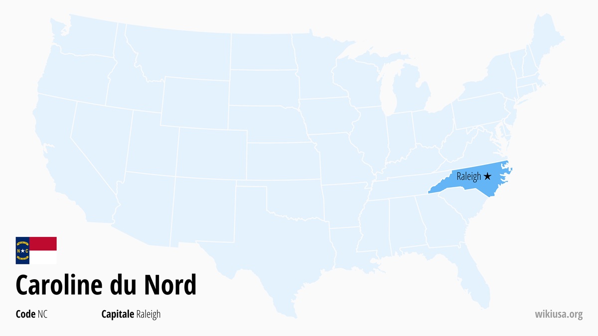 Carte de l'Etat Caroline du Nord  | Où se trouve Caroline du Nord ? | Caroline du Nord (États-Unis) – faits, capitale, carte et climat