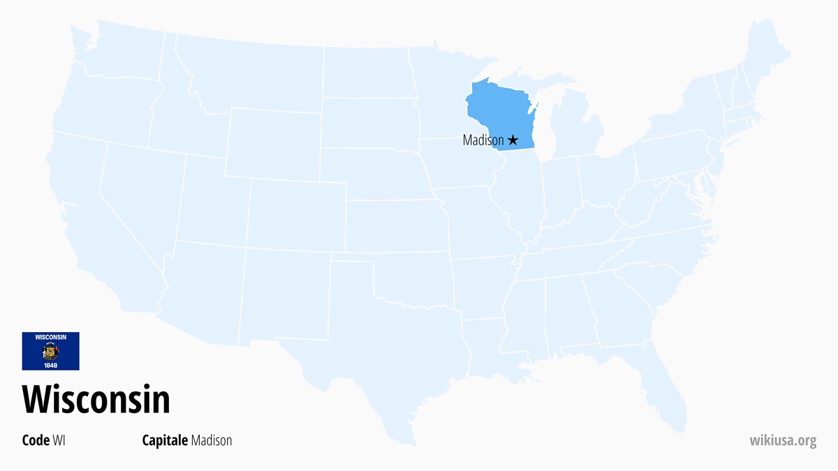 Carte de l'Etat Wisconsin  | Où se trouve Wisconsin ? | Wisconsin (États-Unis) – faits, capitale, carte et climat