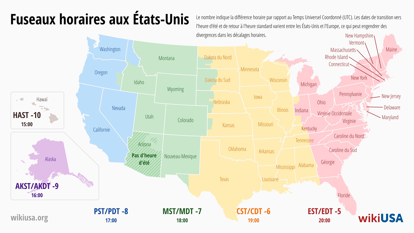 Fuseaux horaires aux États-Unis – carte et heure actuelle | © Petr Novák