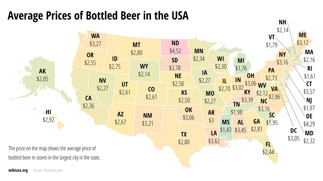 Le prix de l’alcool aux États-Unis (bière et vin en 2024) | © Petr Novák