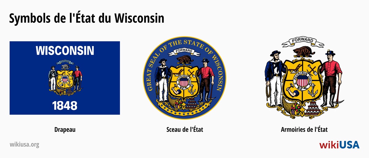 Drapeau de l'État du Wisconsin | Le Grand Sceau de l'État du Wisconsin